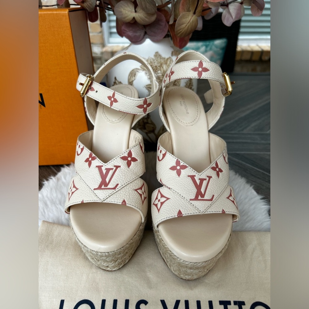 Louis Vuitton Starboard Line Wedge Sandals (Size 38/8 US)